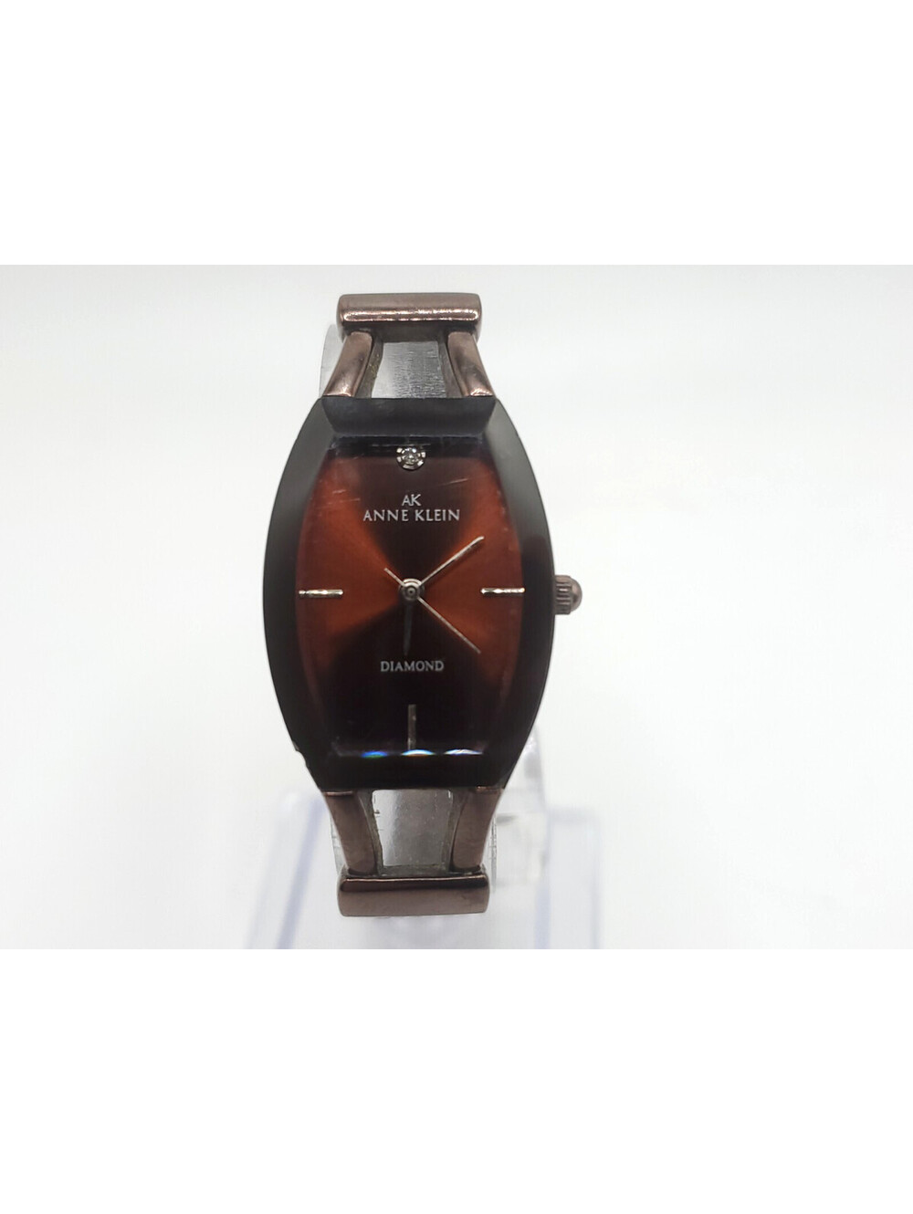 Anne Klein Diamond Quartz Watch New Battery Brown Dial 20mm